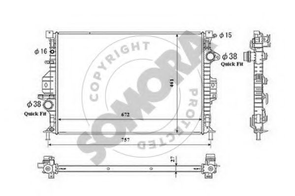 Радиатор, охлаждение двигателя SOMORA 363440