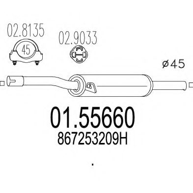 Средний глушитель выхлопных газов MTS 01.55660