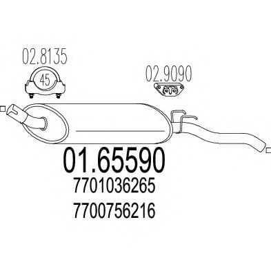 Глушитель выхлопных газов конечный MTS 01.65590