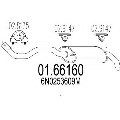 Глушитель выхлопных газов конечный MTS 01.66160