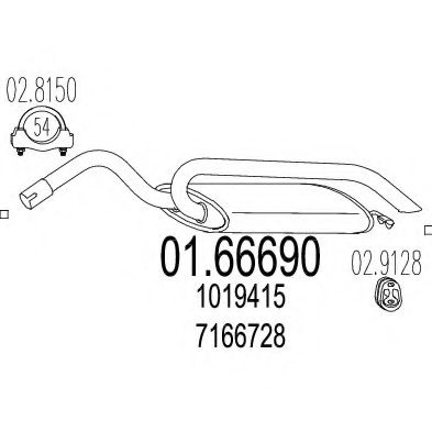 Глушитель выхлопных газов конечный MTS 01.66690