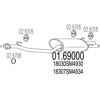 Глушитель выхлопных газов конечный MTS 01.69000