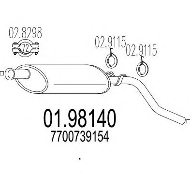 Глушитель выхлопных газов конечный MTS 01.98140