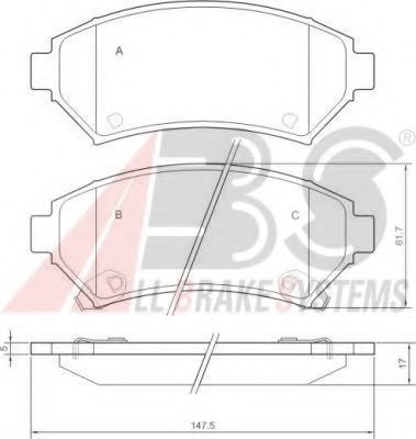 Комплект тормозных колодок, дисковый тормоз A.B.S. 37015 OE