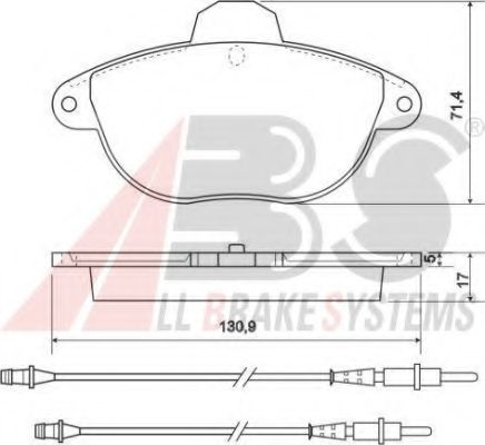 Комплект тормозных колодок, дисковый тормоз A.B.S. 37114