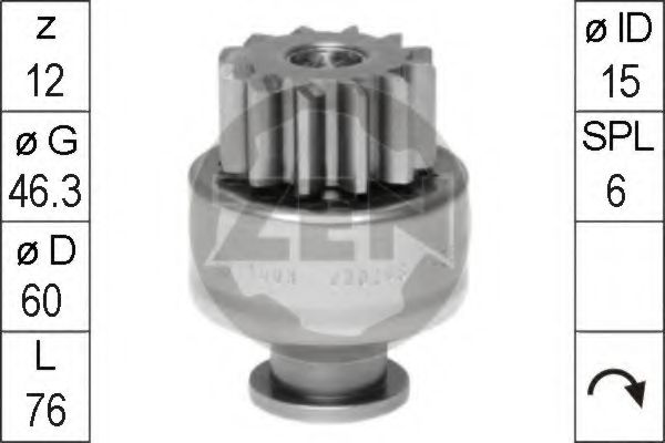 Привод с механизмом свободного хода, стартер ERA 1603