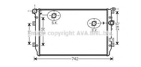 Радиатор, охлаждение двигателя AVA QUALITY COOLING VW2287