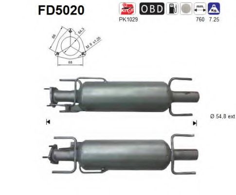 Сажевый / частичный фильтр, система выхлопа ОГ AS FD5020