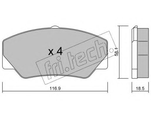 Комплект тормозных колодок, дисковый тормоз fri.tech. 058.0