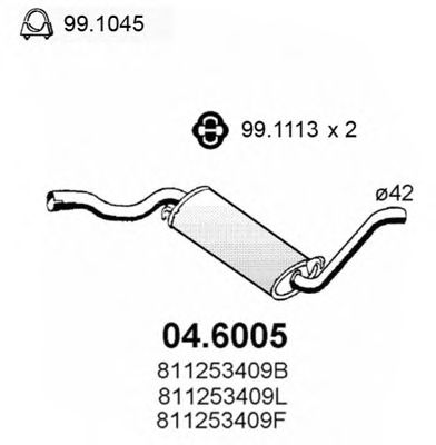 Средний глушитель выхлопных газов ASSO 04.6005