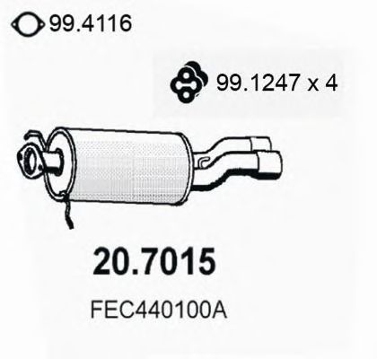Глушитель выхлопных газов конечный ASSO 20.7015