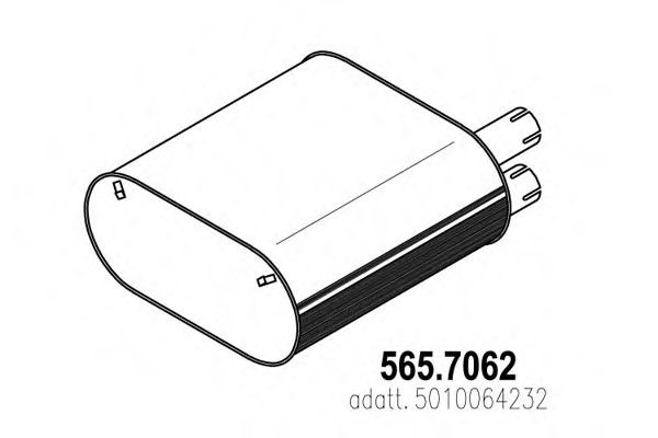 Средний / конечный глушитель ОГ ASSO 565.7062