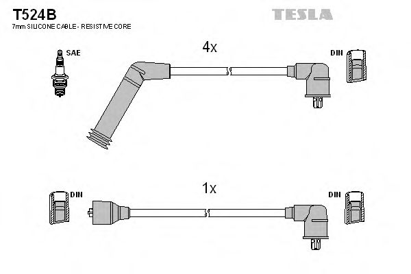 Комплект проводов зажигания TESLA T524B