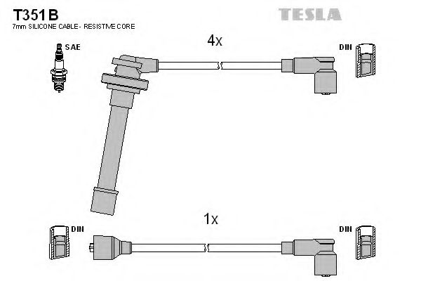 Комплект проводов зажигания TESLA T351B