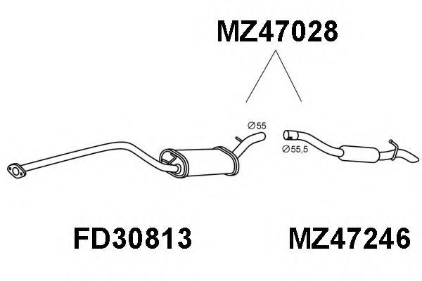 Глушитель выхлопных газов конечный VENEPORTE MZ47028