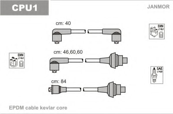 Комплект проводов зажигания JANMOR CPU1