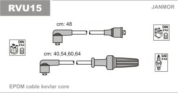 Комплект проводов зажигания JANMOR RVU15