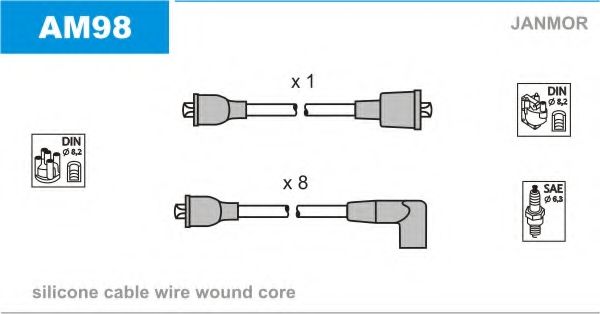 Комплект проводов зажигания JANMOR AM98