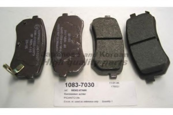 Комплект тормозных колодок, дисковый тормоз ASHUKI 1083-7030