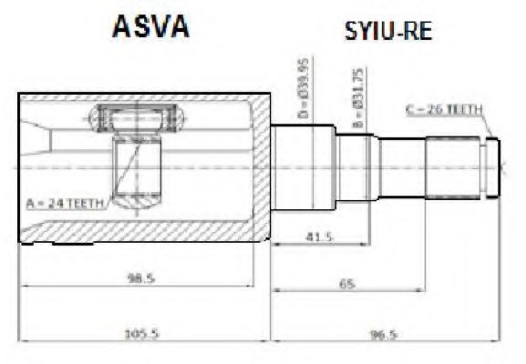Шарнирный комплект, приводной вал ASVA SYIU-RE