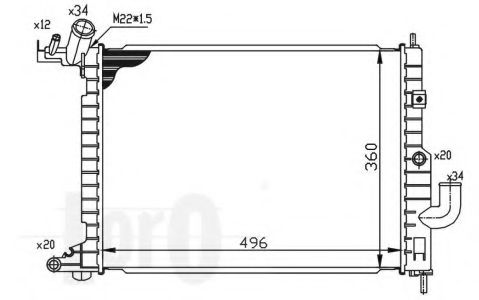 Радиатор, охлаждение двигателя LORO 037-017-0053