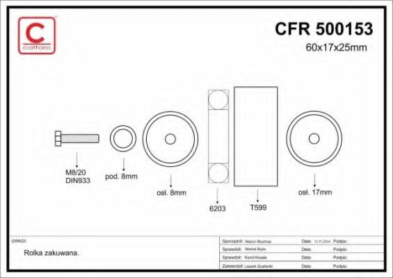 Паразитный / ведущий ролик, поликлиновой ремень CAFFARO 500153