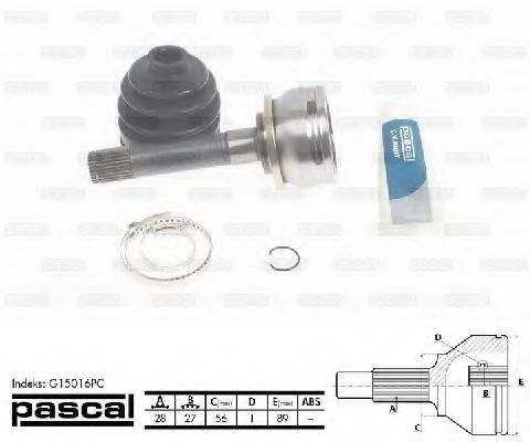 Шарнирный комплект, приводной вал PASCAL G15016PC