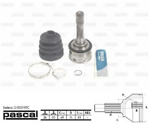 Шарнирный комплект, приводной вал PASCAL G18019PC