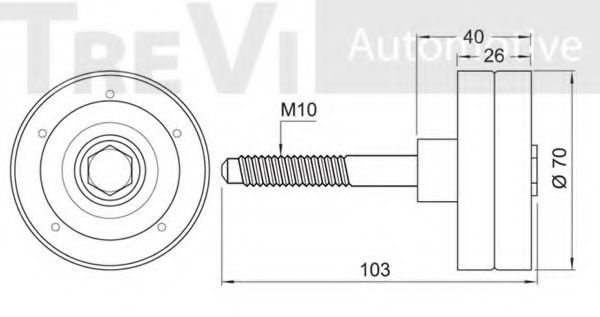 Паразитный / ведущий ролик, поликлиновой ремень TREVI AUTOMOTIVE T3041