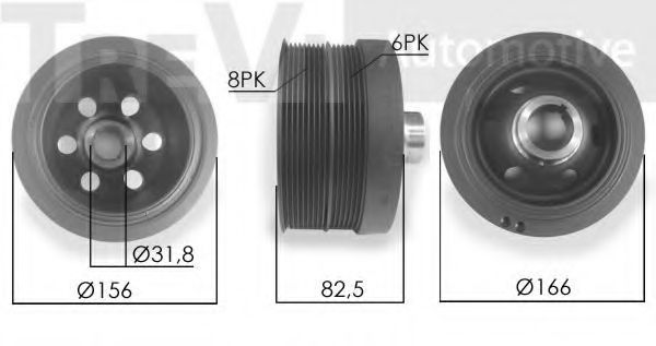 Ременный шкив, коленчатый вал TREVI AUTOMOTIVE PC1240