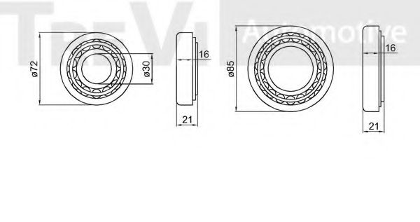 Комплект подшипника ступицы колеса TREVI AUTOMOTIVE 20322