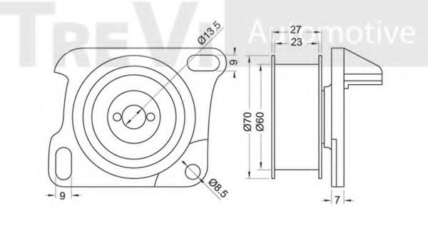 Натяжной ролик, ремень ГРМ TREVI AUTOMOTIVE T1032