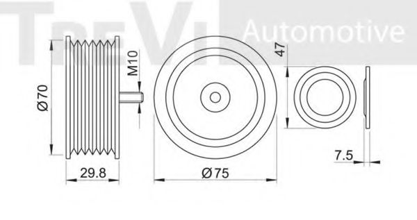 Паразитный / ведущий ролик, поликлиновой ремень TREVI AUTOMOTIVE T2263