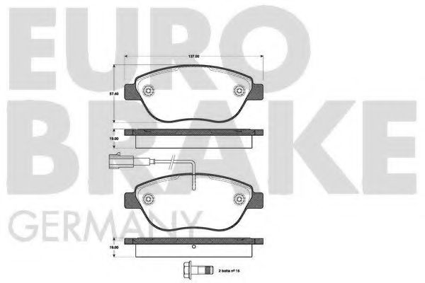 Комплект тормозных колодок, дисковый тормоз EUROBRAKE 5502222377
