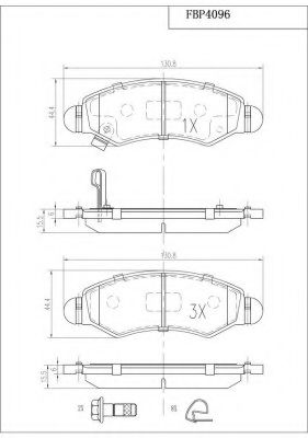 Комплект тормозных колодок, дисковый тормоз FI.BA FBP4096