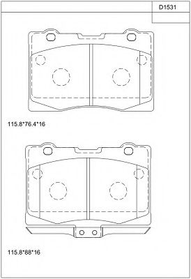 Комплект тормозных колодок, дисковый тормоз ASIMCO KD1531
