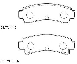 Комплект тормозных колодок, дисковый тормоз ASIMCO KD1784