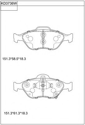 Комплект тормозных колодок, дисковый тормоз ASIMCO KD3736W
