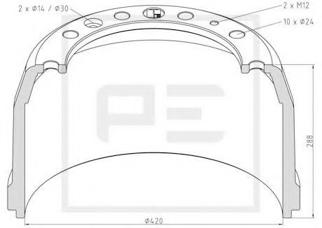 Тормозной барабан PE Automotive 106.063-00A