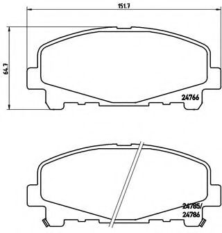 Комплект тормозных колодок, дисковый тормоз BREMBO 24785