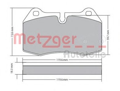 Комплект тормозных колодок, дисковый тормоз METZGER 1170577