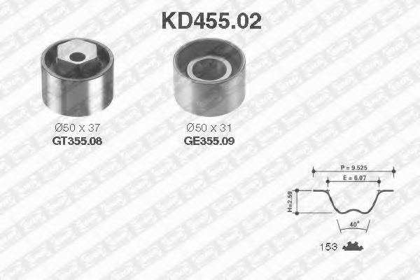 Комплект ремня ГРМ SNR KD455.02