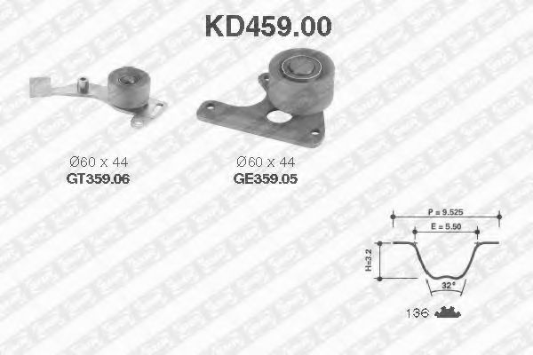 Комплект ремня ГРМ SNR KD459.00