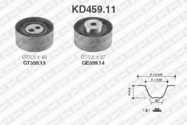 Комплект ремня ГРМ SNR KD459.11