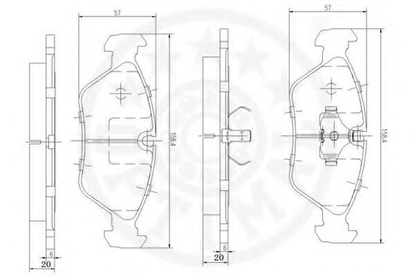 Комплект тормозных колодок, дисковый тормоз OPTIMAL 20629