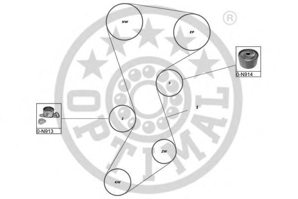 Комплект ремня ГРМ OPTIMAL R1321