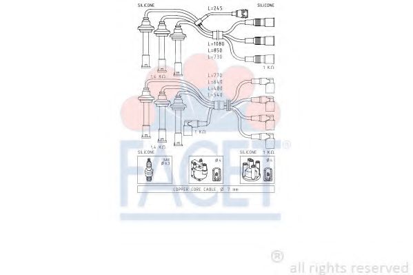 Комплект проводов зажигания FACET 4.8666