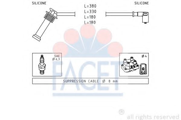 Комплект проводов зажигания FACET 4.9625