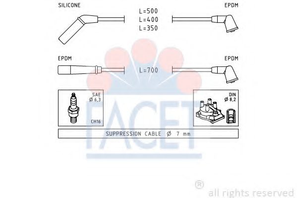 Комплект проводов зажигания FACET 4.9823