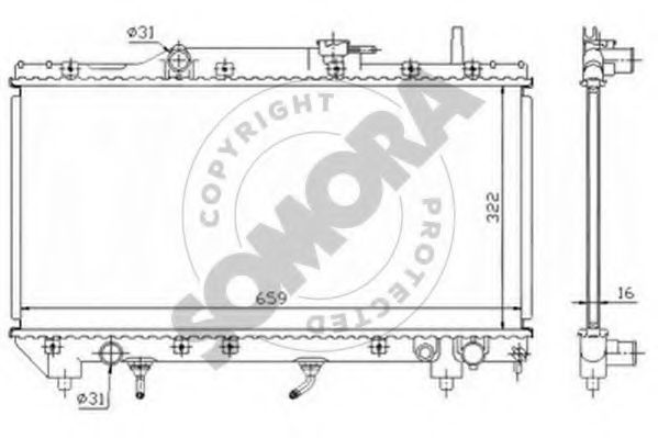 Радиатор, охлаждение двигателя SOMORA 311640A